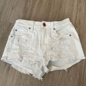 american eagle white jean shorts